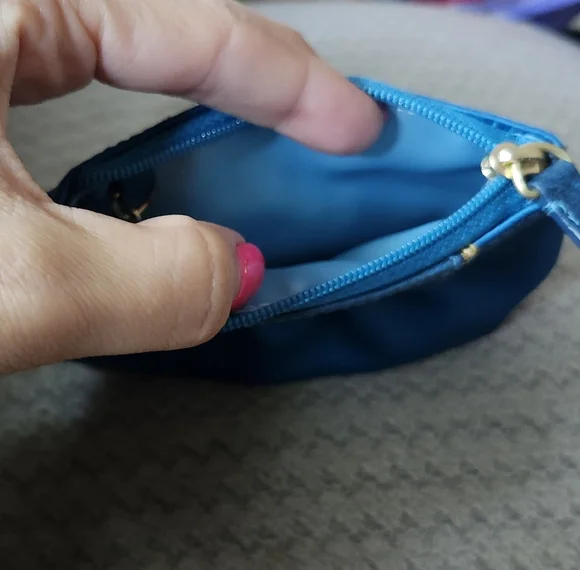 Coach Authentic Amanda Satin Blue Turquoise Coin Purse - Picture 3 of 3